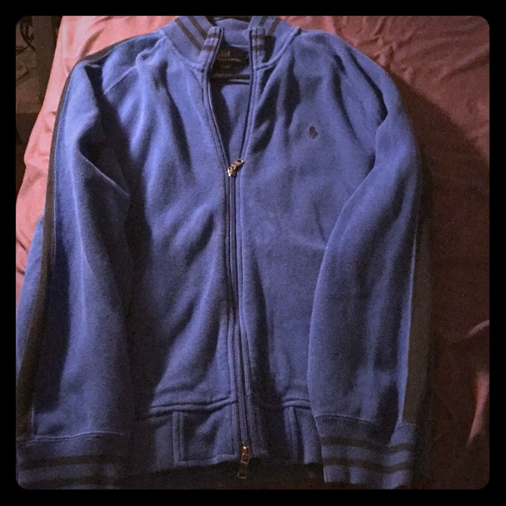 Blue and black Men's large Polo full zip sweater